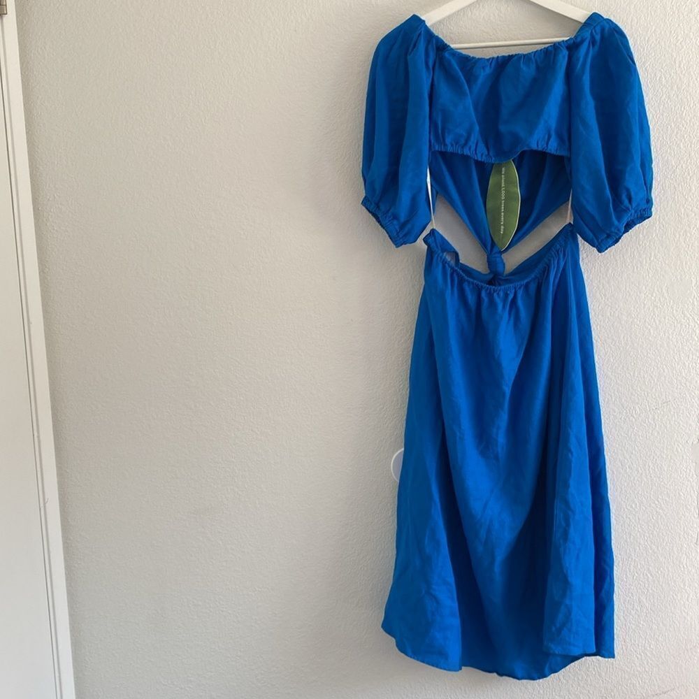 Farm Rio  Blue Tie Knot Midi Dress Small - Picture 5 of 10
